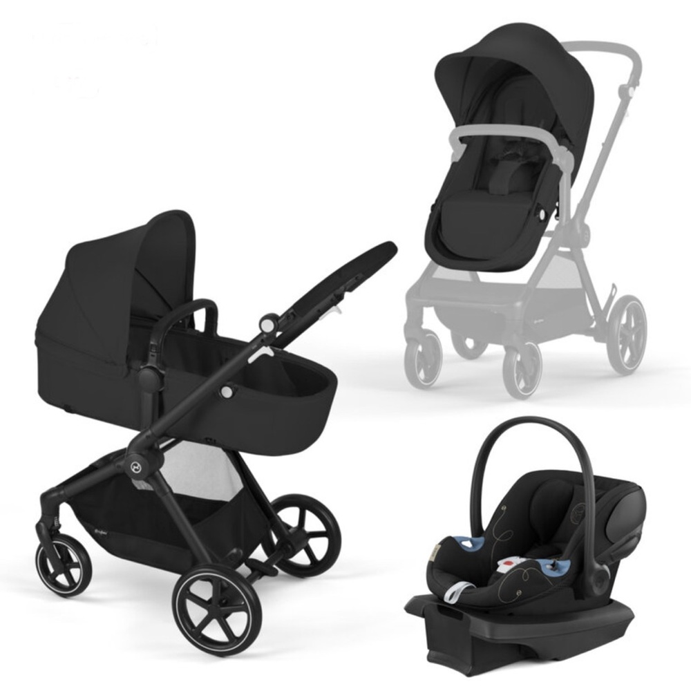 Black Kids Stroller and Infant Car Seat Travel System